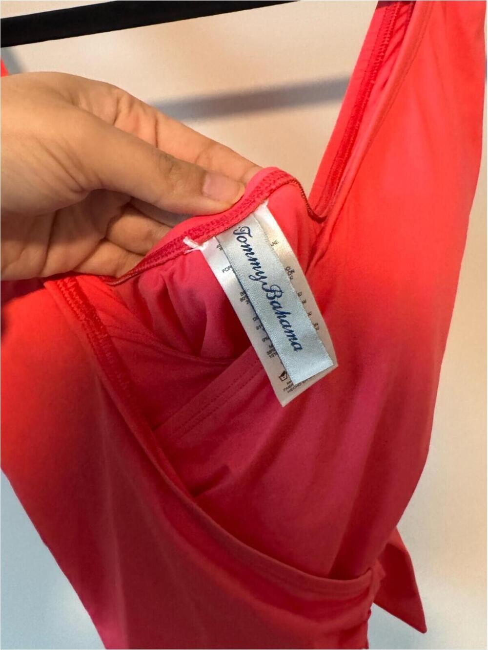 NWOT Tommy Bahama Wrap-Style One-Piece Swimsuit in Bright Coral Pink Swim - Picture 4 of 6